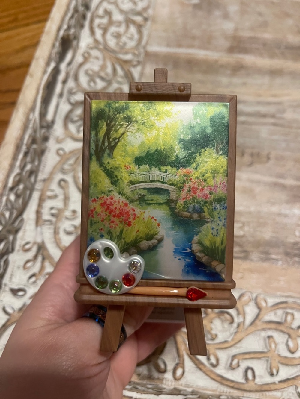 Miniature Garden Bridge Canvas Art with Easel - Wallflower Plug In